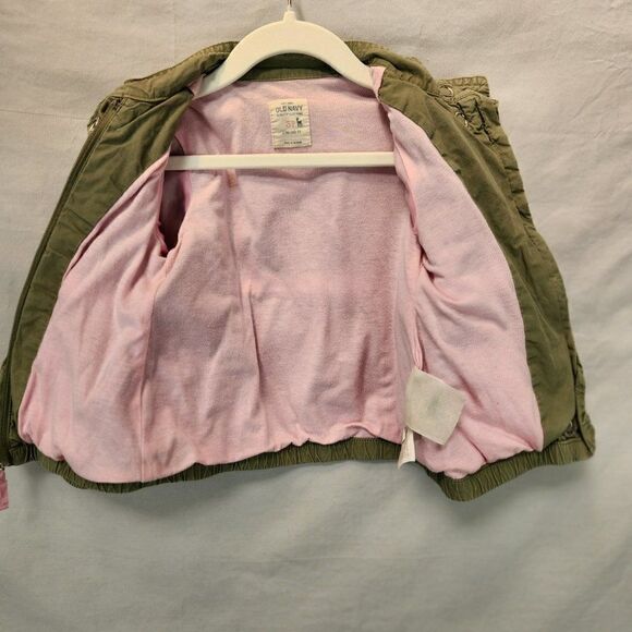 Old Navy Girls Toddler Zip Up Jacket 3T Green Pink Pockets Snaps - Picture 9 of 9